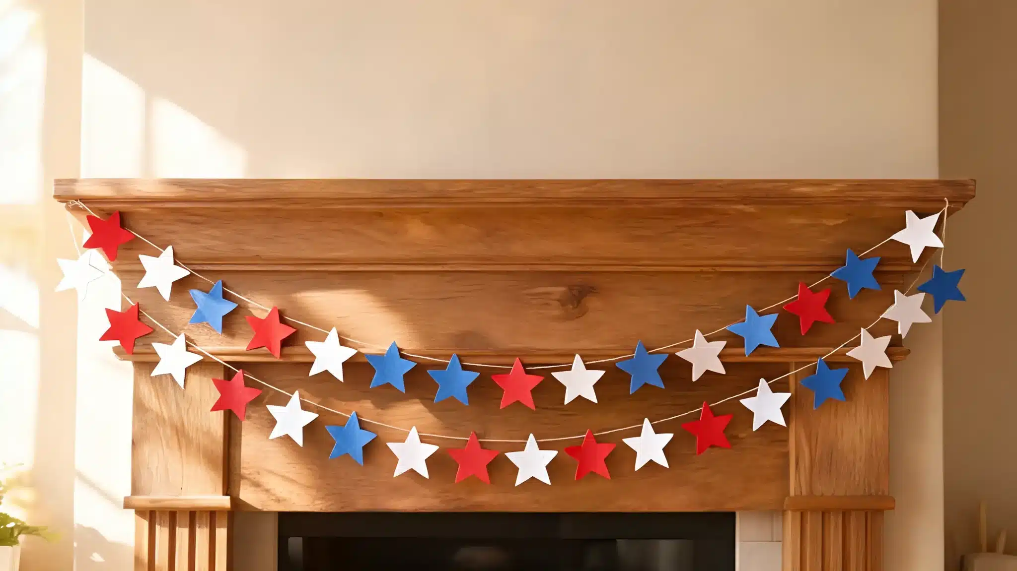 paper star garland hanging indoors