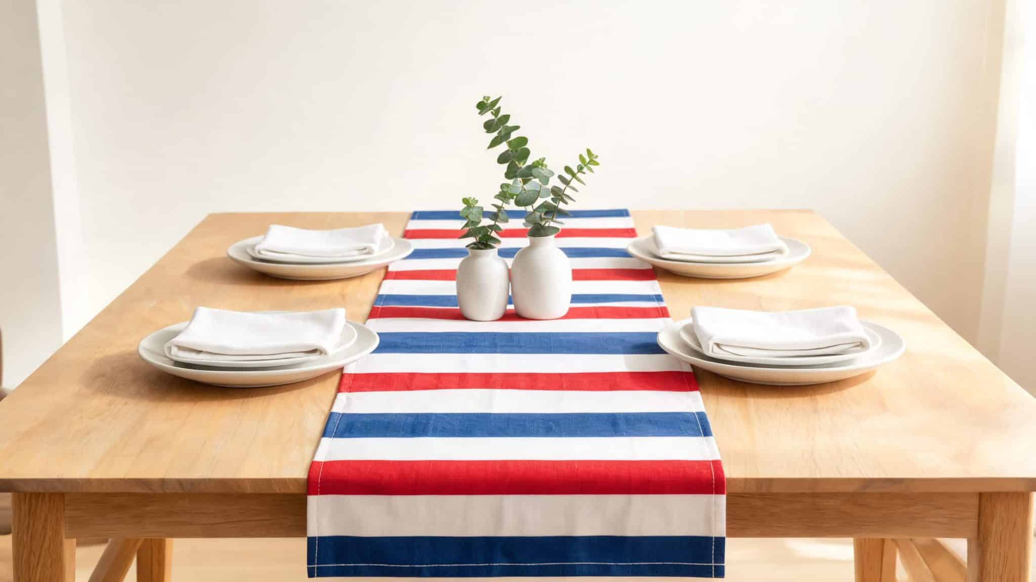patriotic runner centered on dining table