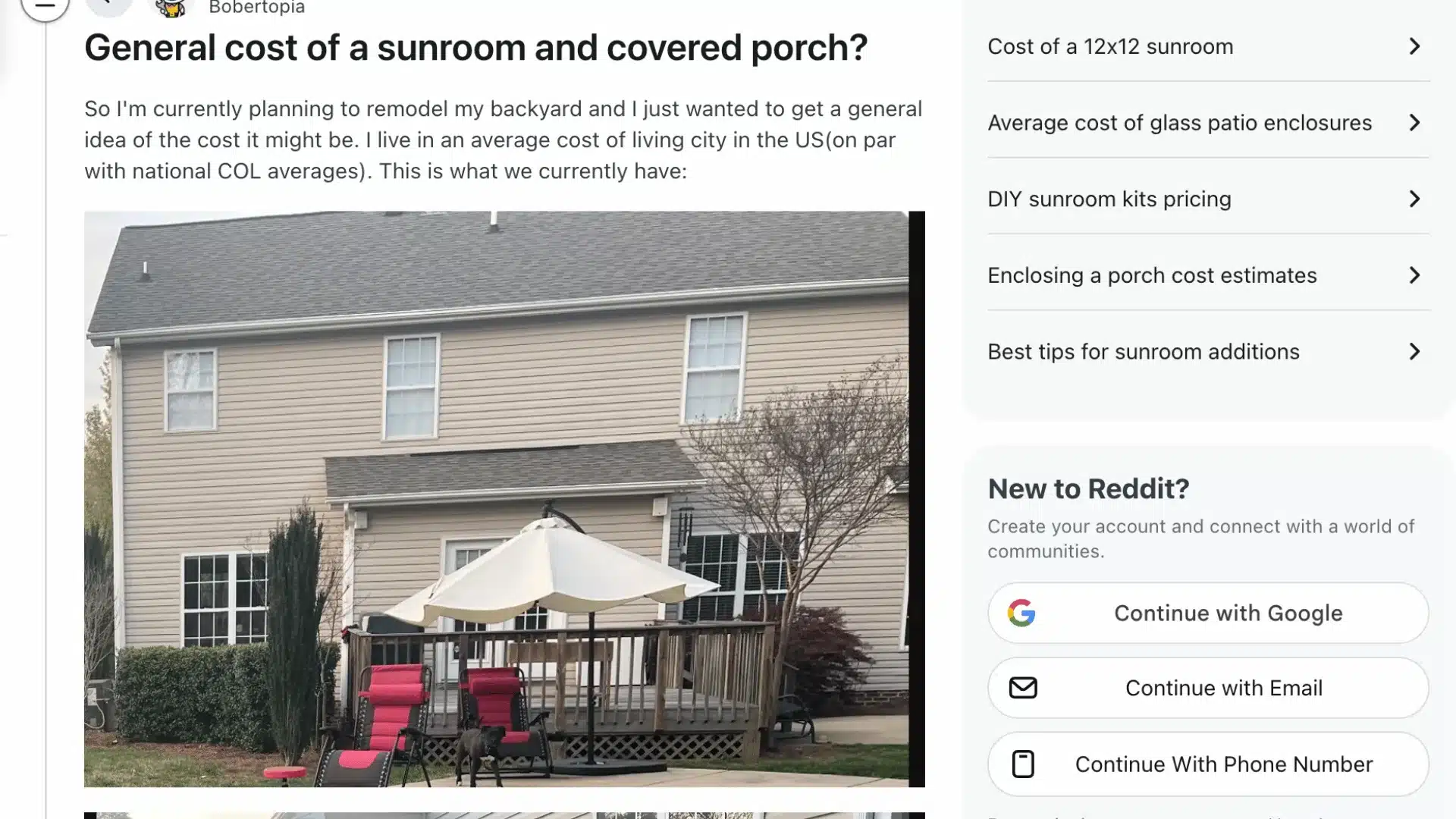 planning a backyard remodel, Get a general idea of sunroom and covered porch costs in an average U.S. city.