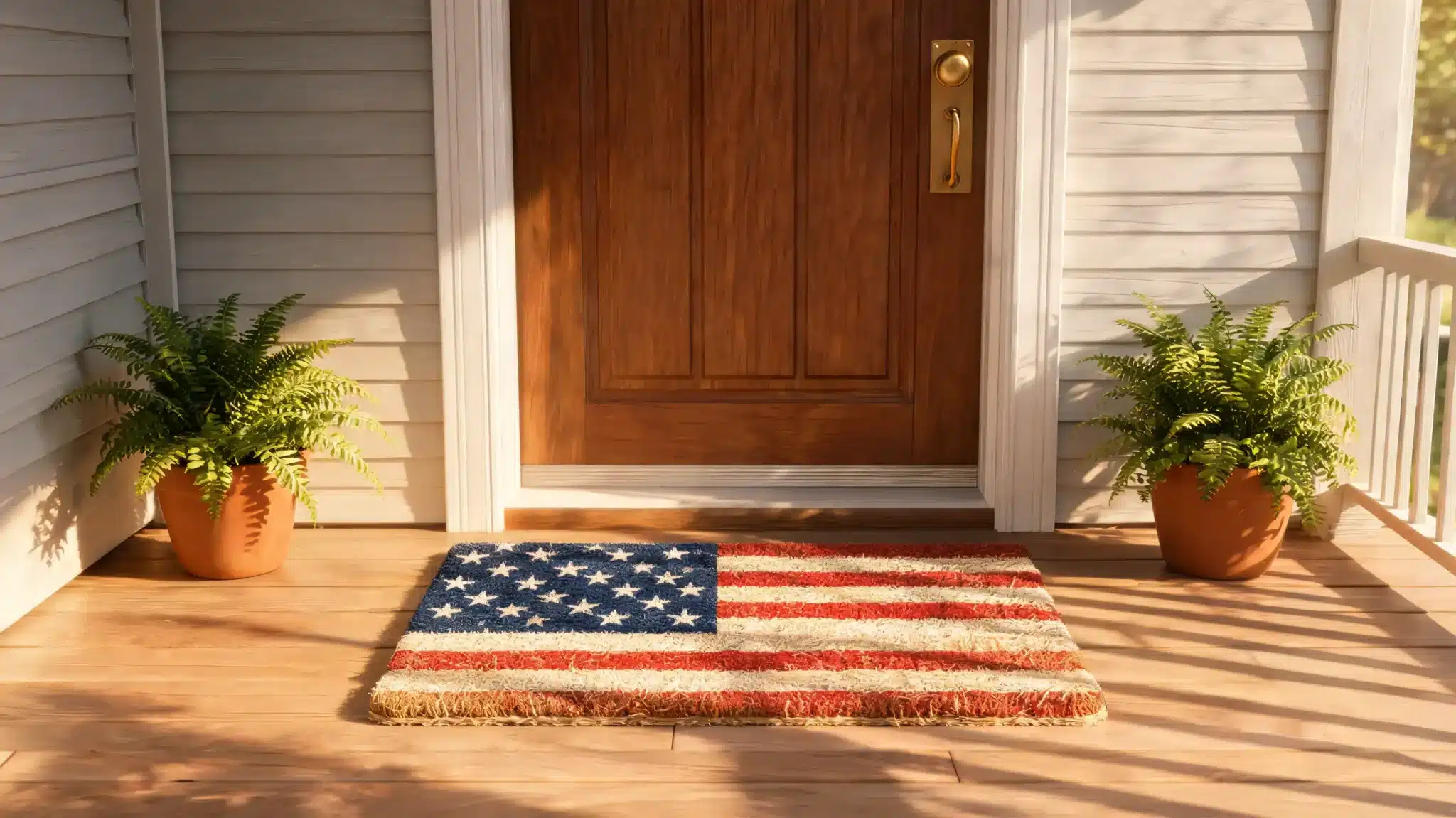 porch doormat with american flag design
