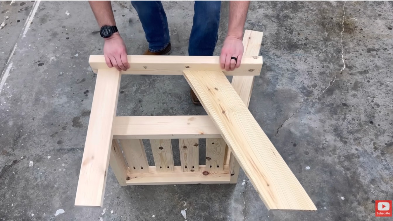 diy outdoor furniture chair frame viewed from above showing seat base side supports and angled back pieces