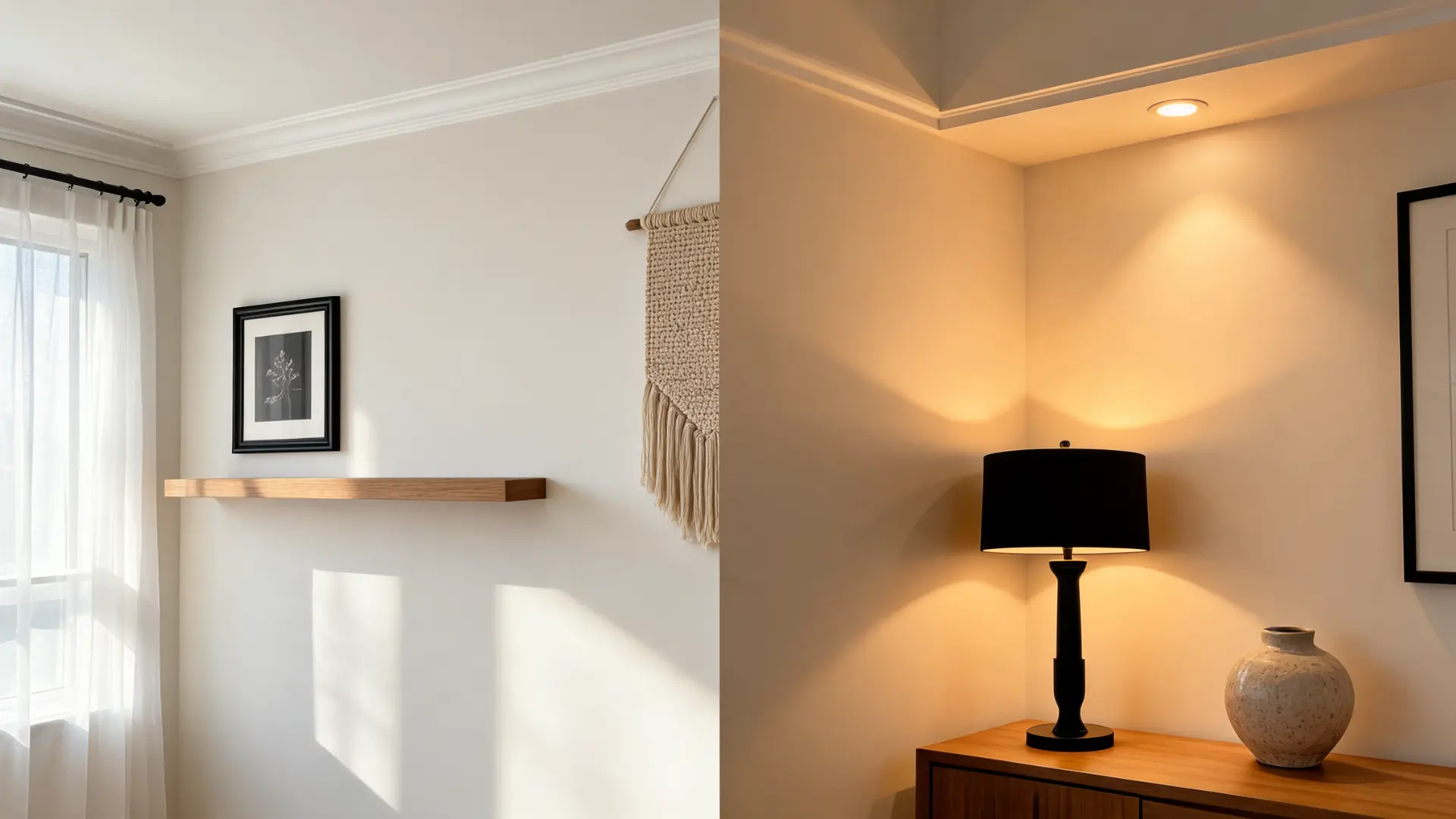 alabaster sw 7008 walls shown in natural and artificial light with warm and creamy tones