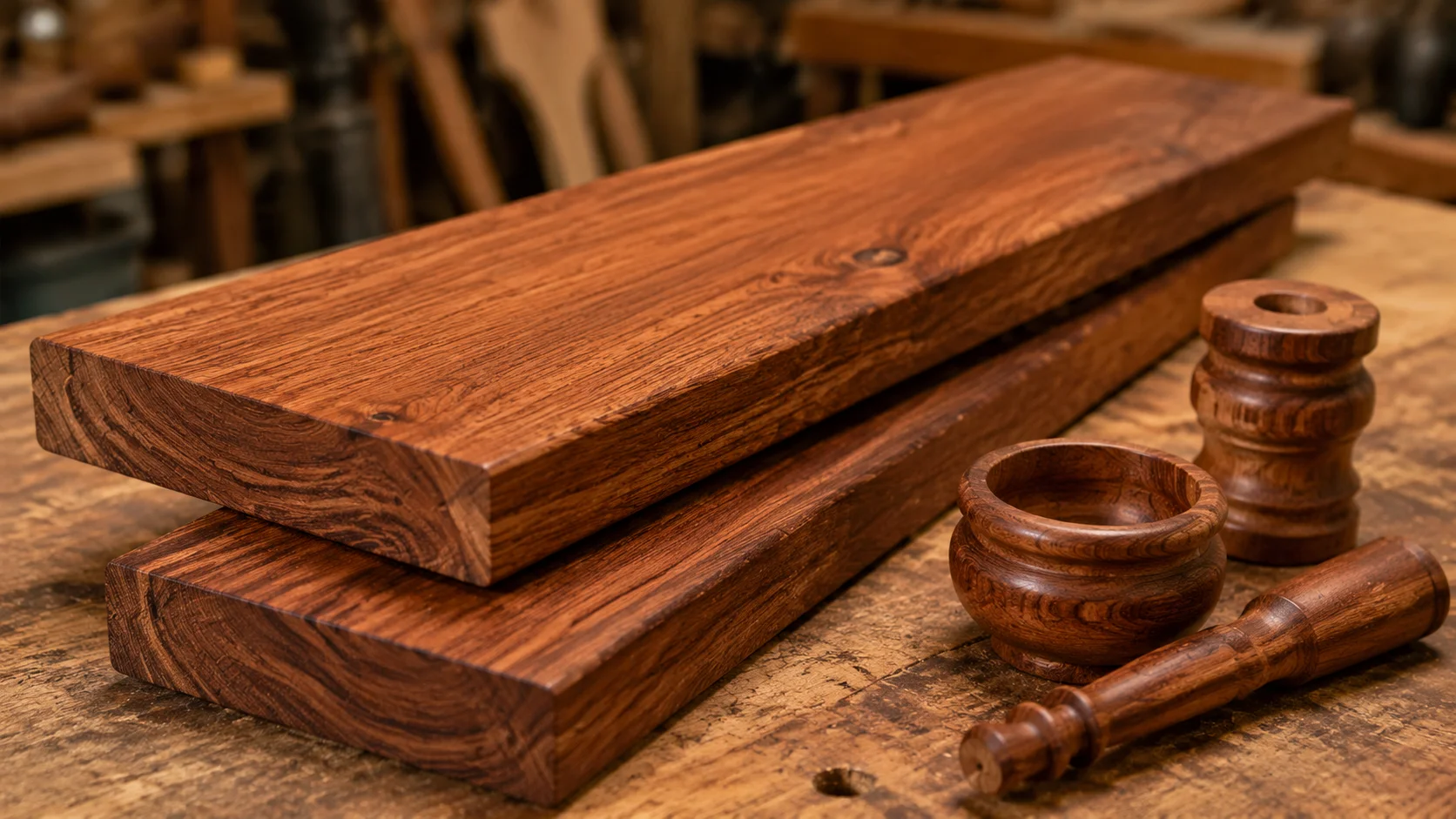 close-up view of australian buloke strongest wood planks
