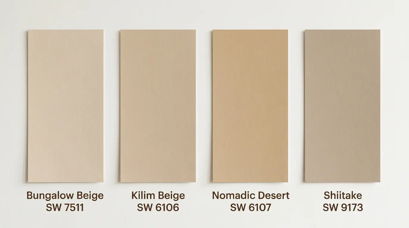 bungalow beige kilim beige nomadic desert and shiitake vertical paint swatches