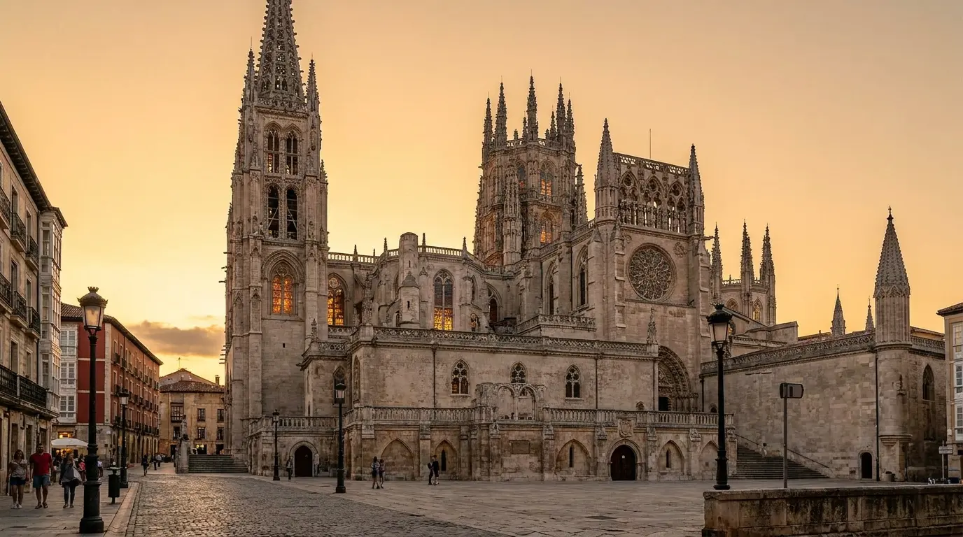 burgos cathedral gothic spires ornate towers and carved stone facade