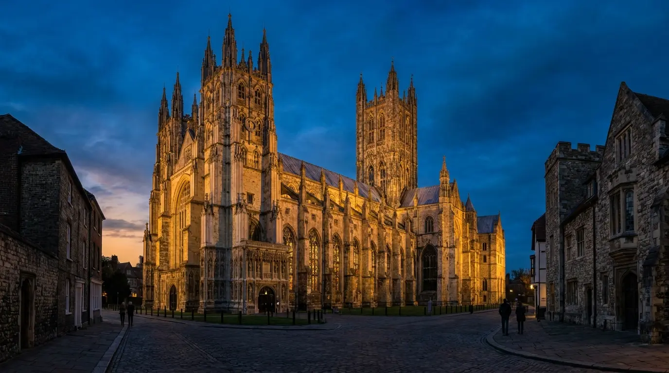 canterbury cathedral gothic exterior with tall towers pointed windows and carved stone (1)