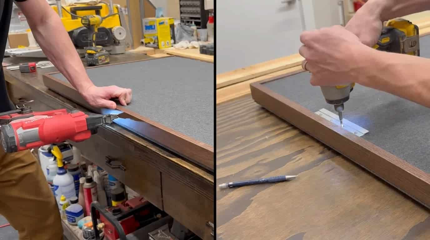 low profile french cleat and wood border attached to the back of a diy acoustic panel