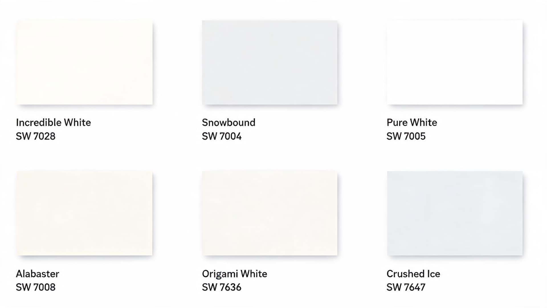 paint swatch collage comparing eider white with similar soft white sherwin williams colors eider white coordinating colors