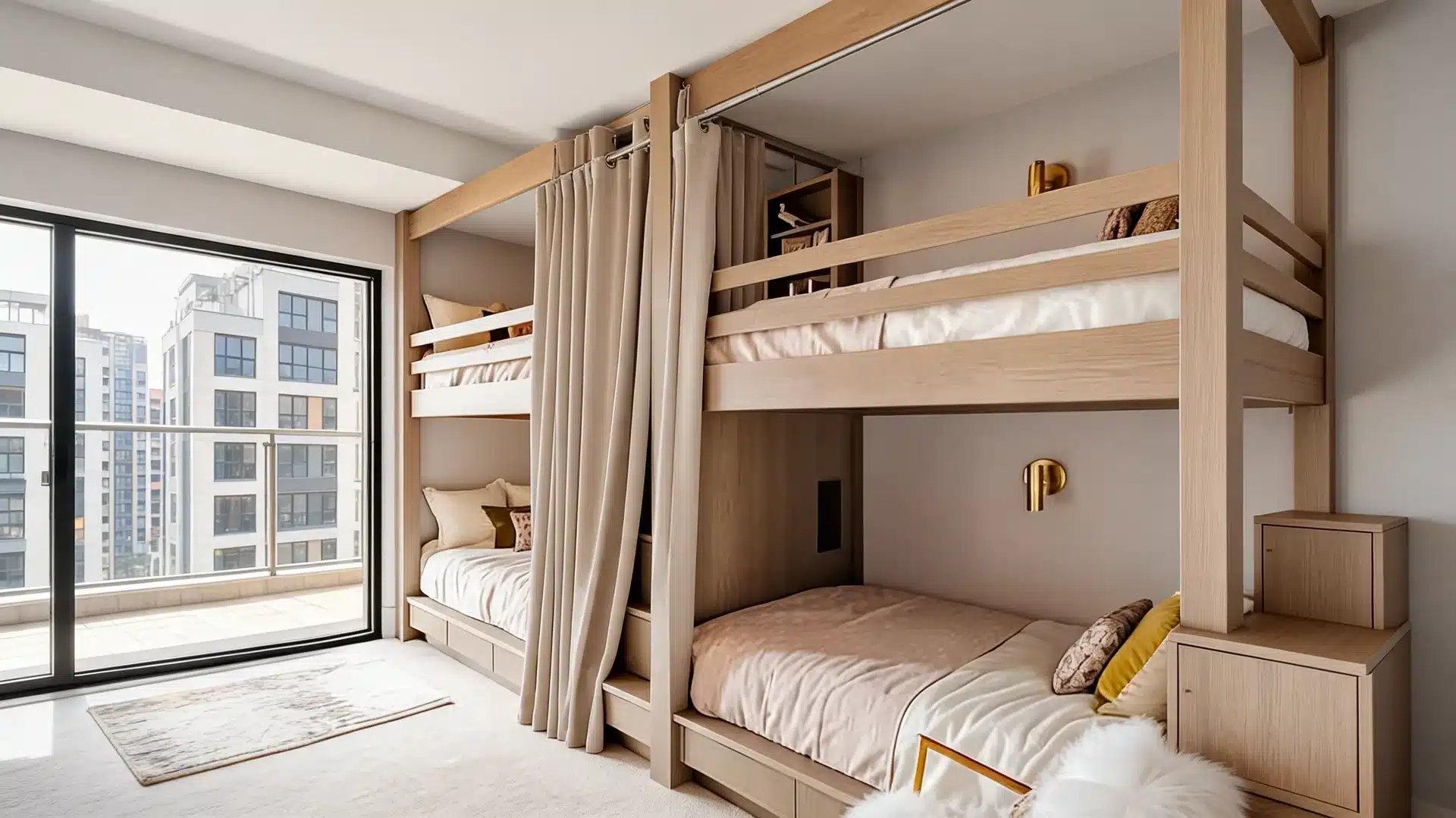 enter friendly bunk bed styled with removable panels curtains and storage cubes