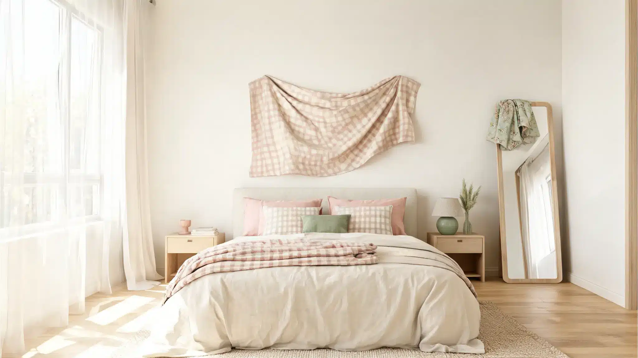 fabric wall accent bedroom