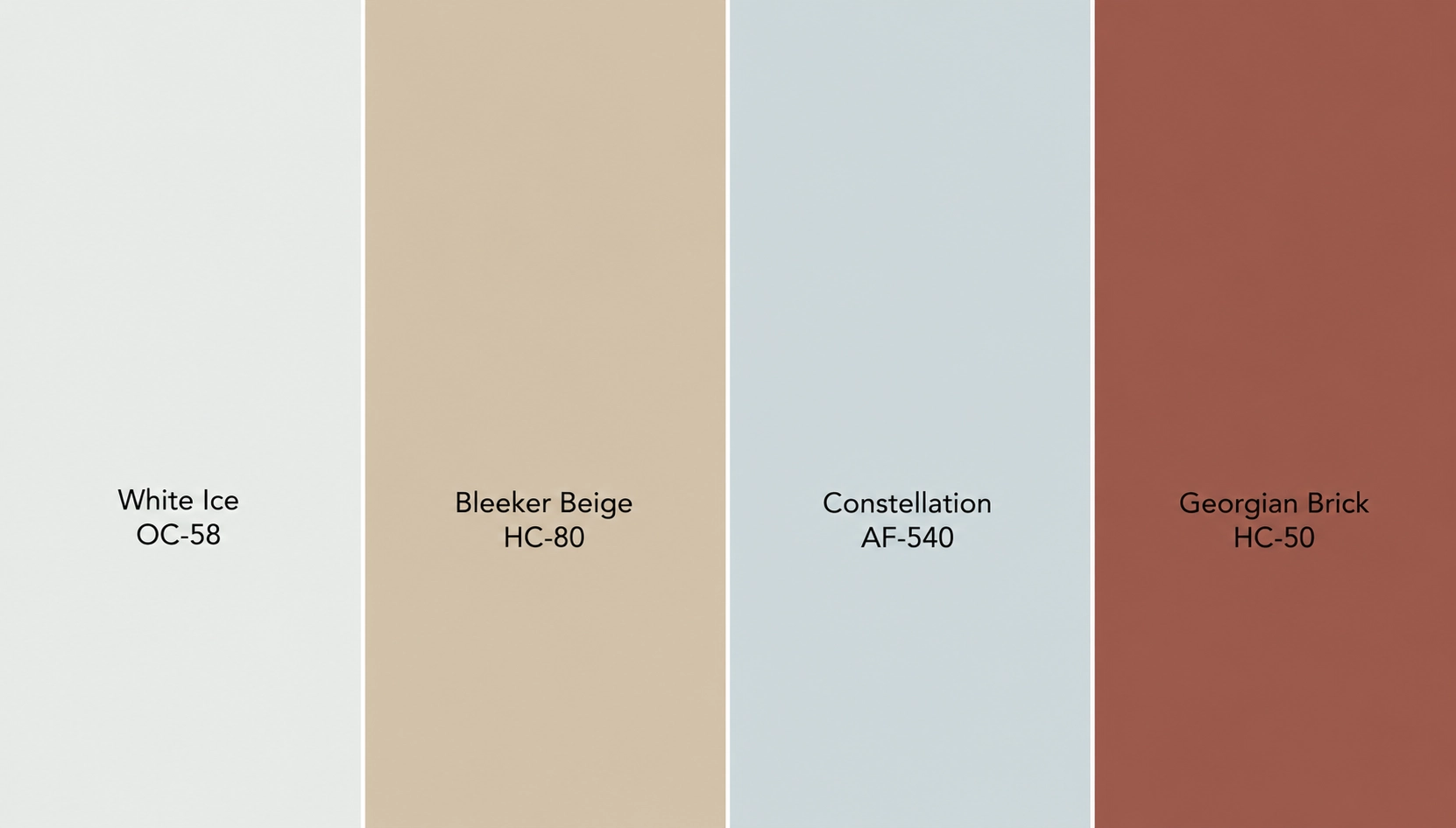 four coordinating colors for manchester tan hc-81 shown in a split paint palette layout