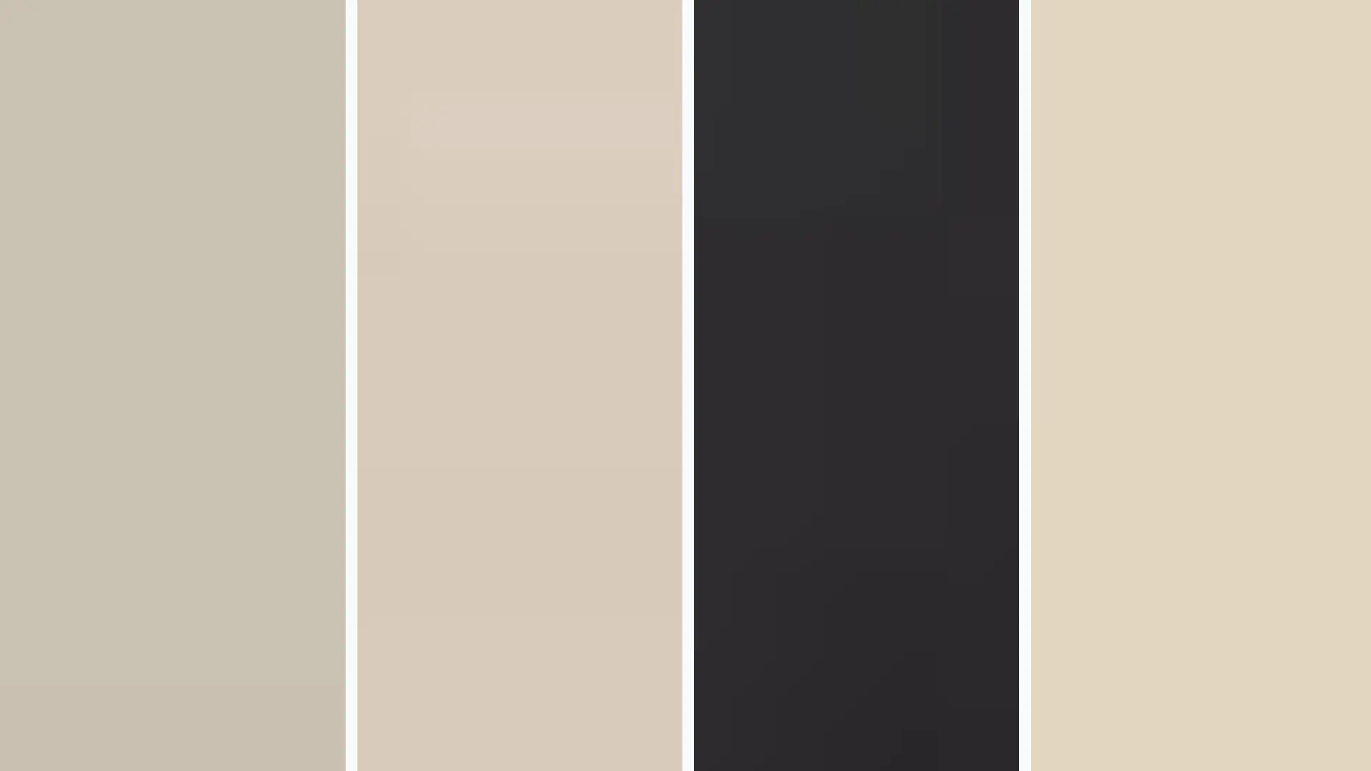 four-panel color palette showing beige, tan, dark charcoal, and a final selected beige block highlighted by a purple bounding box
