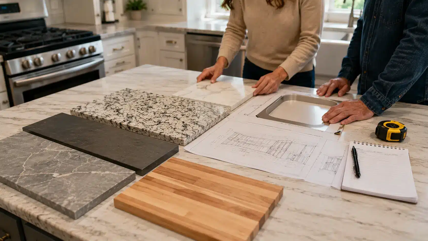 kitchen countertop cost with quartz granite and laminate samples