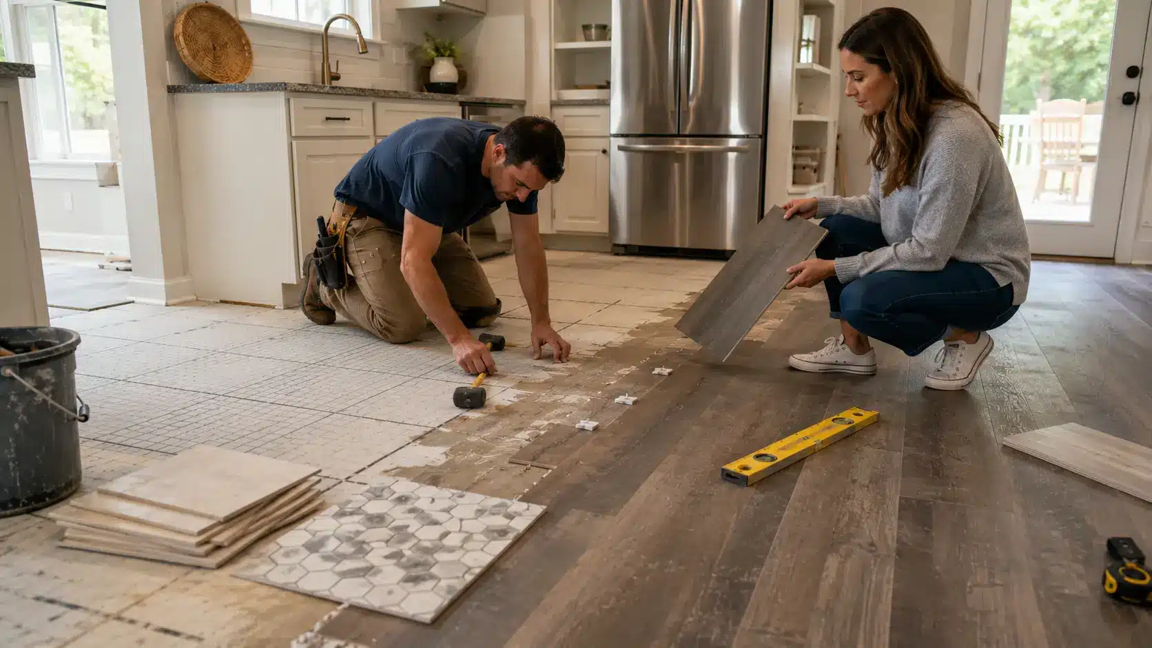 kitchen flooring cost with vinyl plank and tile installation