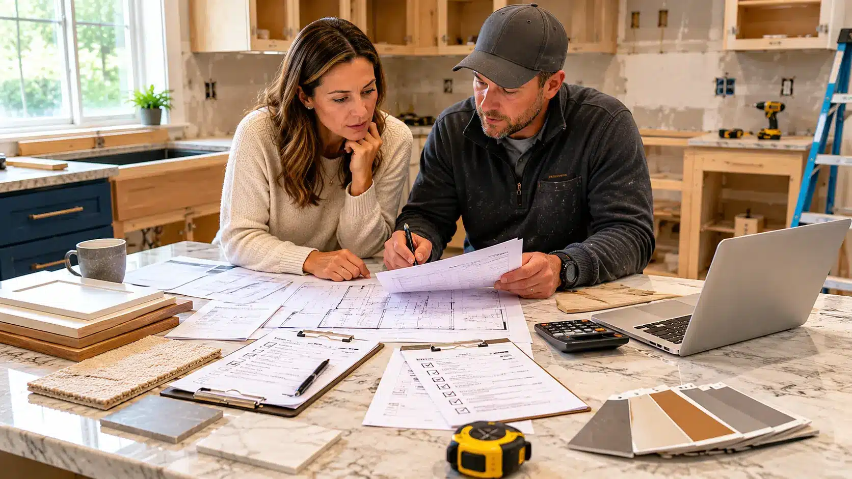 kitchen remodel permit cost with contractor paperwork