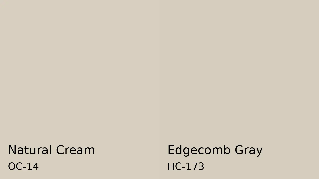 Natural Cream and Edgecomb Gray paint swatches side by side