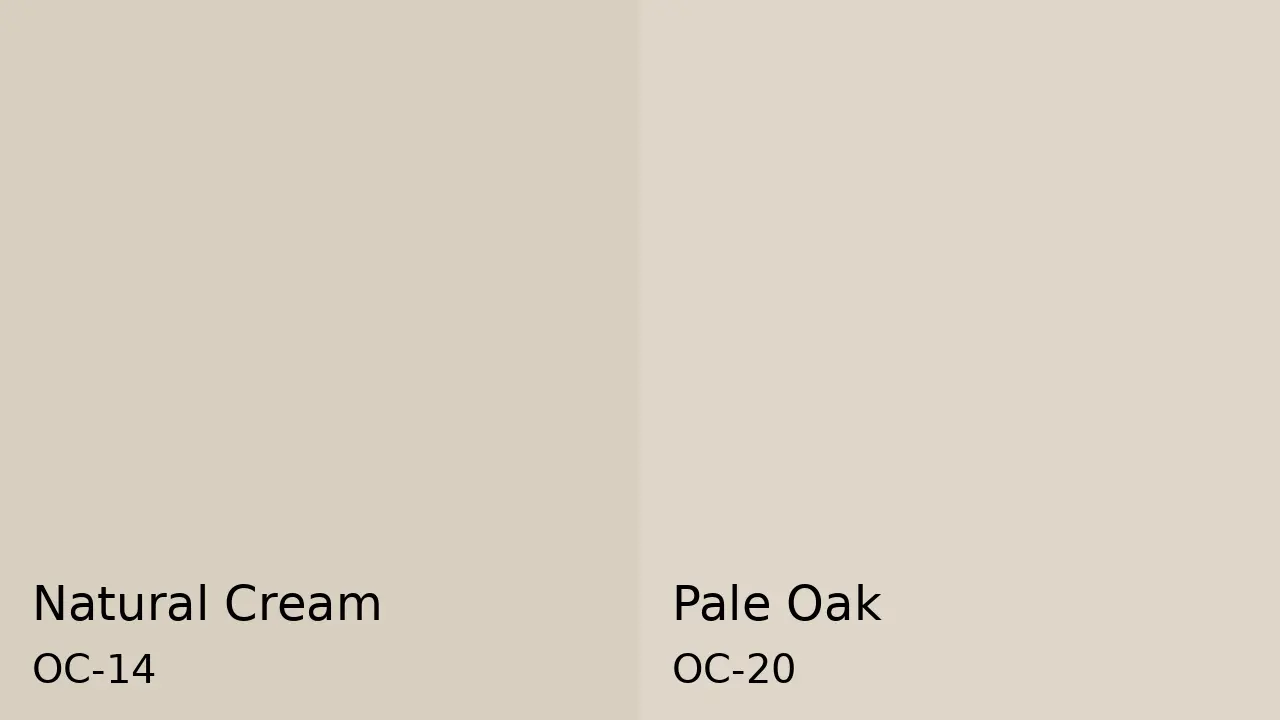 Natural Cream and Pale Oak paint swatches side by side