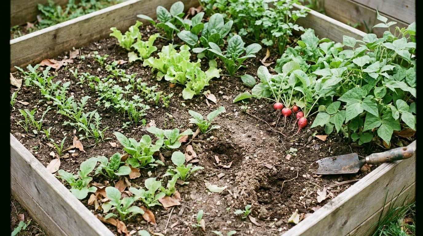 raw micro garden with seedlings lettuce radishes spinach beans arugula and coriander stages (1)