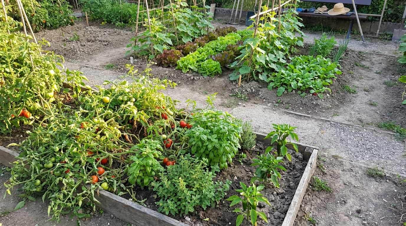 raw no dig garden bed with straw compost cardboard layers tomatoes potatoes and squash (1)