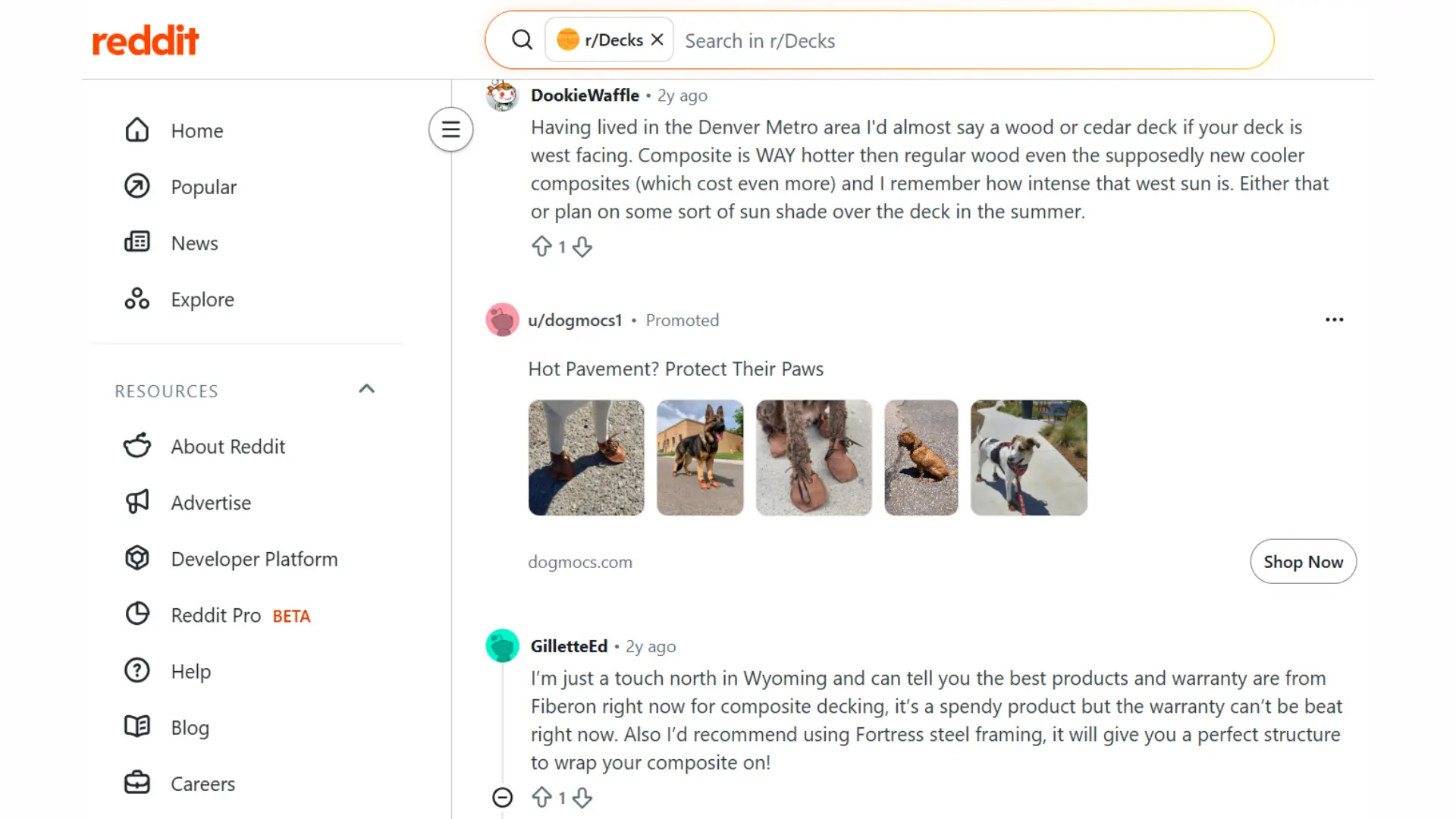 reddit discussion summarizing user experiences with wood, composite, pvc, and hardwood decking materials and maintenance tips
