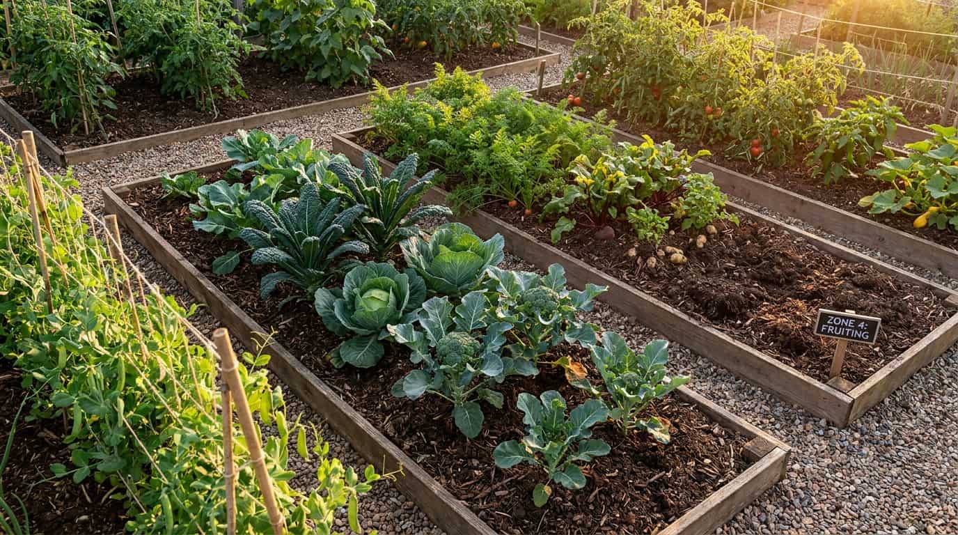 seasonal rotation garden with zones for legumes brassicas root vegetables and fruiting crops (1)