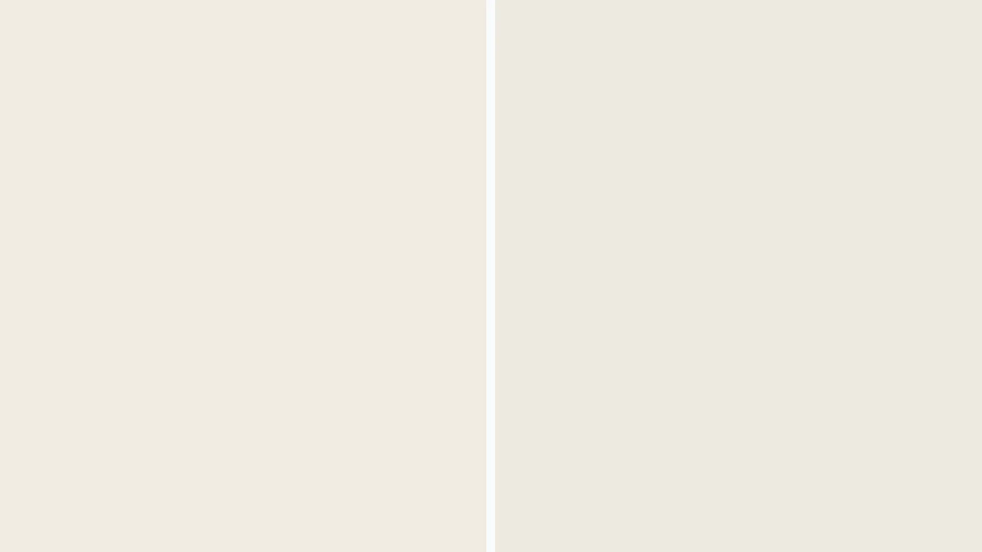 side-by-side comparison displaying two nearly identical, solid off-white color blocks divided by a thin white line