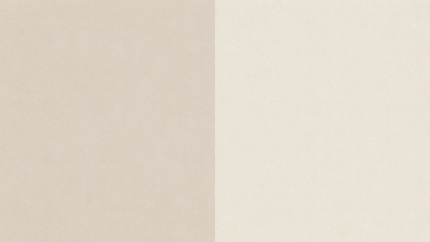 side by side shoji white and alabaster wall colors in a simple split paint comparison layout