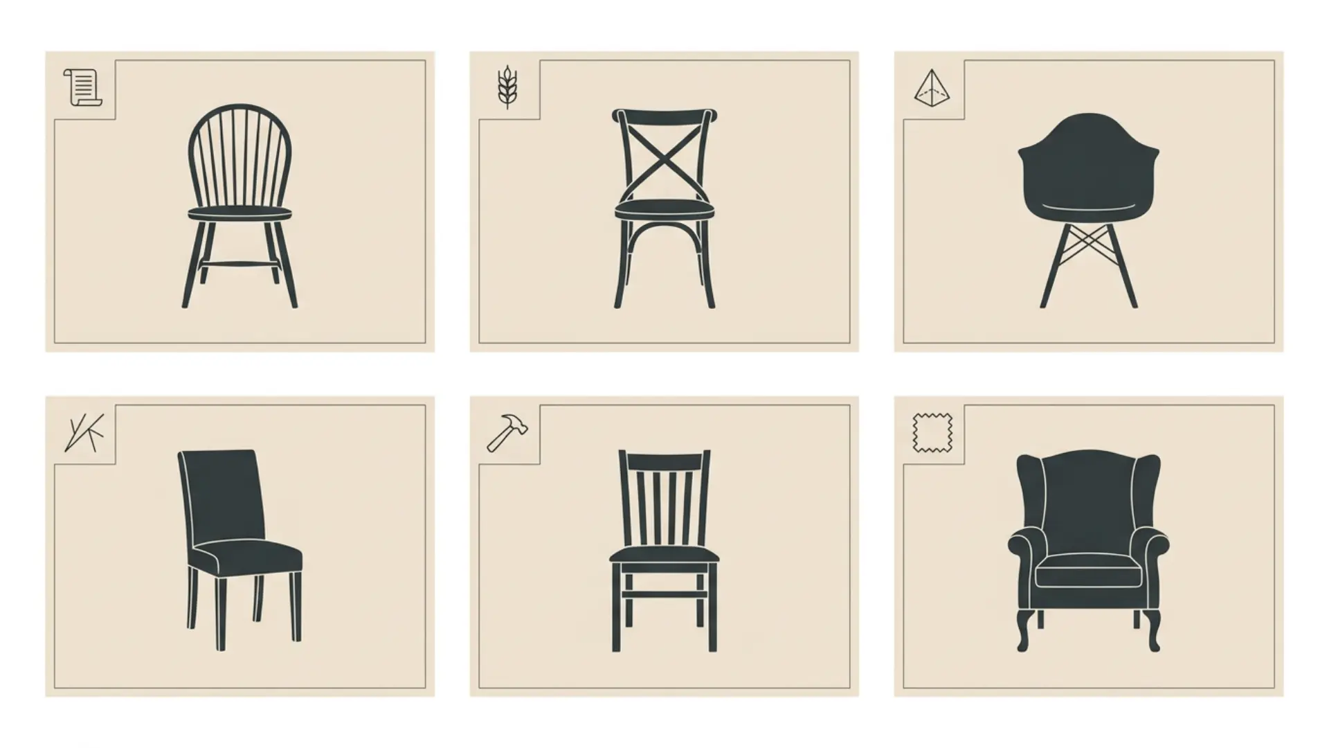 types of dining chairs infographic showing traditional modern farmhouse and upholstered chair style categories