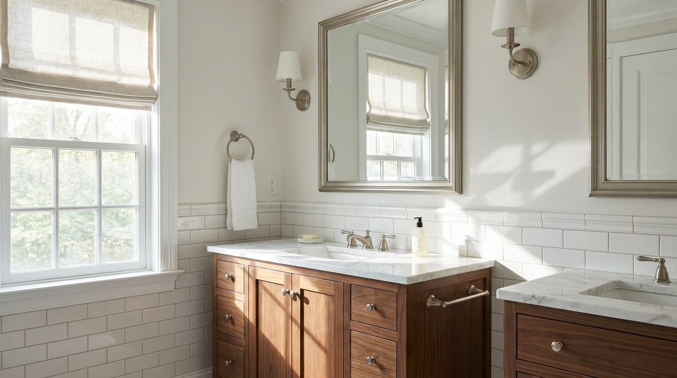 Bathroom painted in White Dove