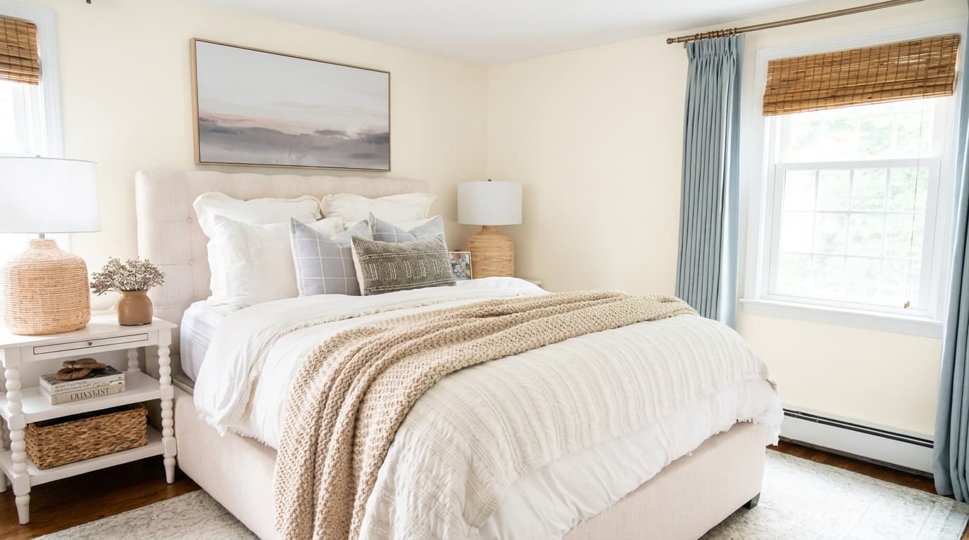 Bedroom painted in White Dove