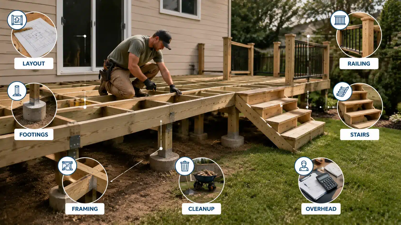 worker building deck with callouts