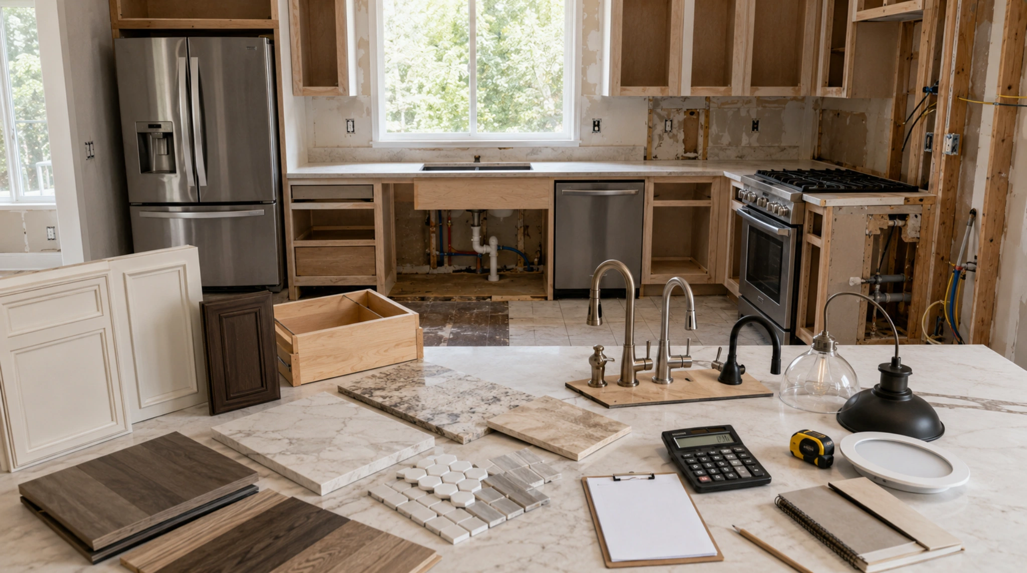 10x10 kitchen remodel cost, layout materials labor plumbing and electrical factors in one scene