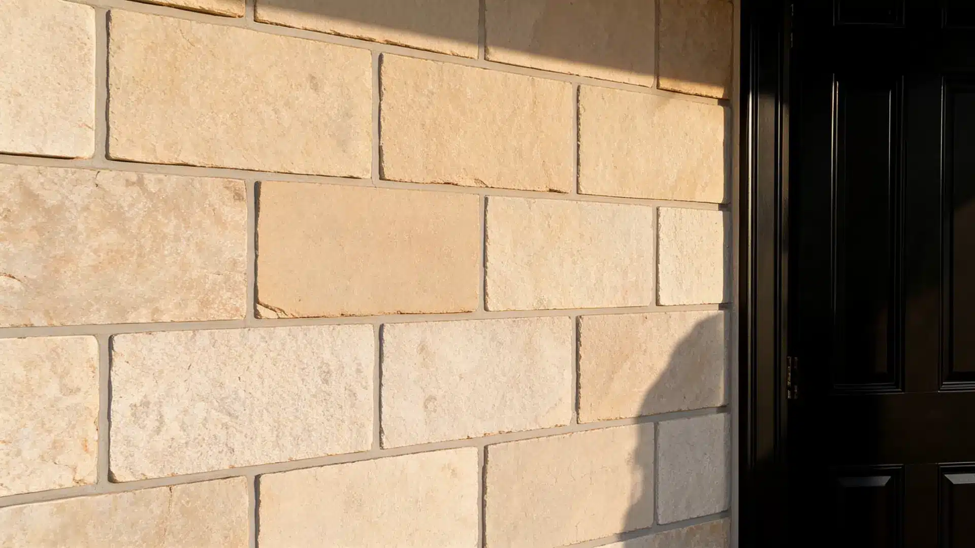 cream limestone exterior stone around a classic home entryway