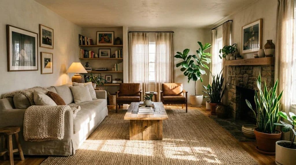Beautifully decorated living room showing balanced interior design elements.