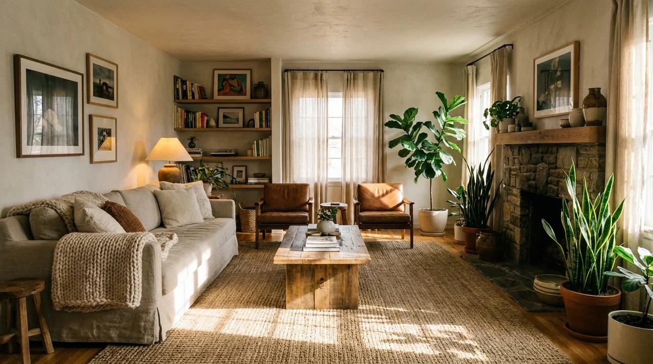 Beautifully decorated living room showing balanced interior design elements.