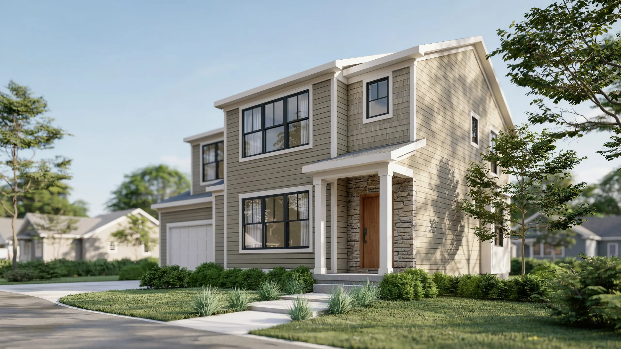 City Loft SW 7631 exterior home with white trim and black windows