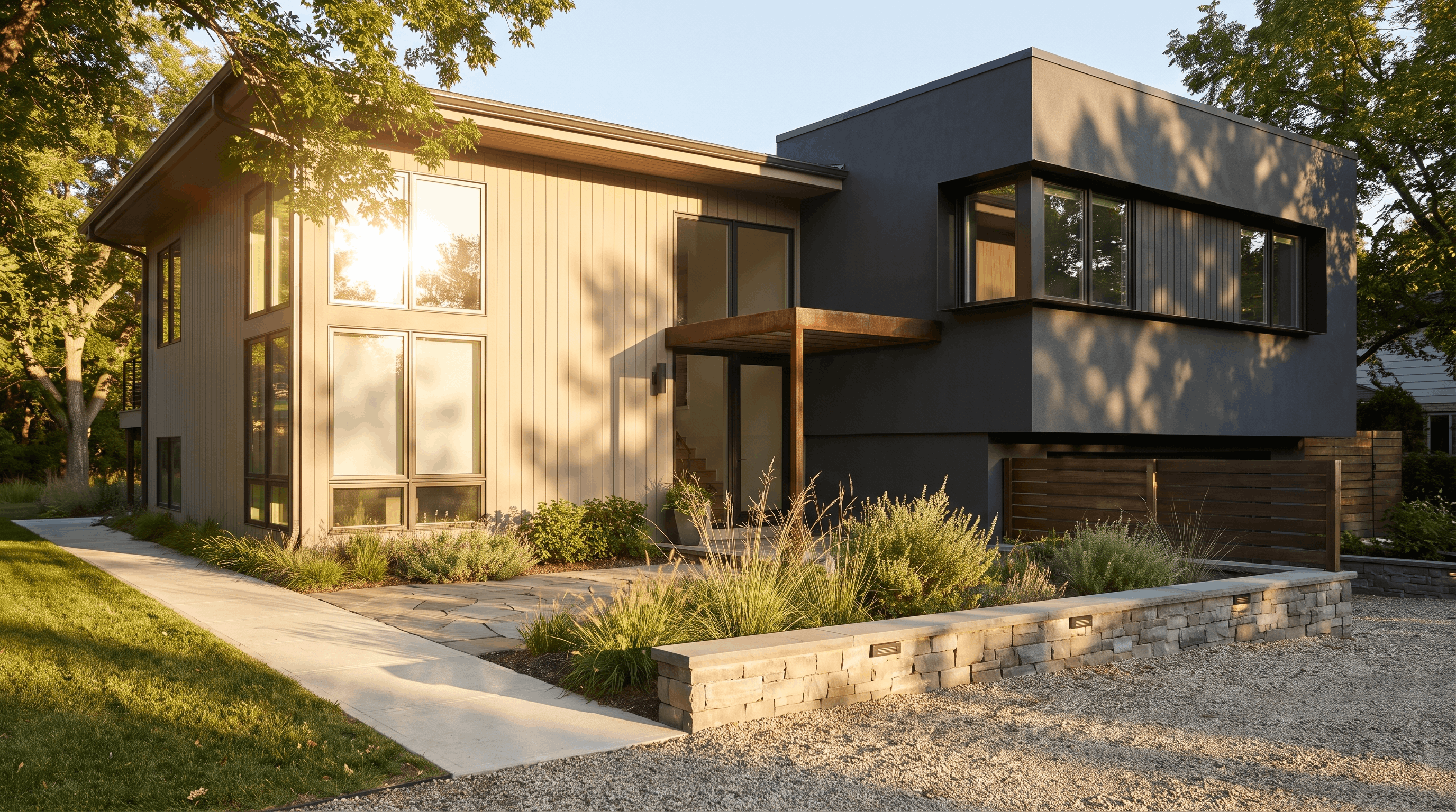 Home exterior paint colors showing different sunlight reflection levels