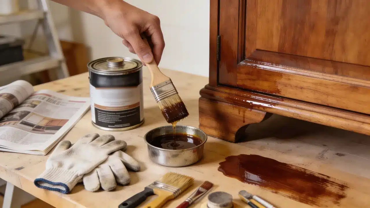 Mineral spirits used for cleaning brushes, thinning paint, and preparing wood surfaces