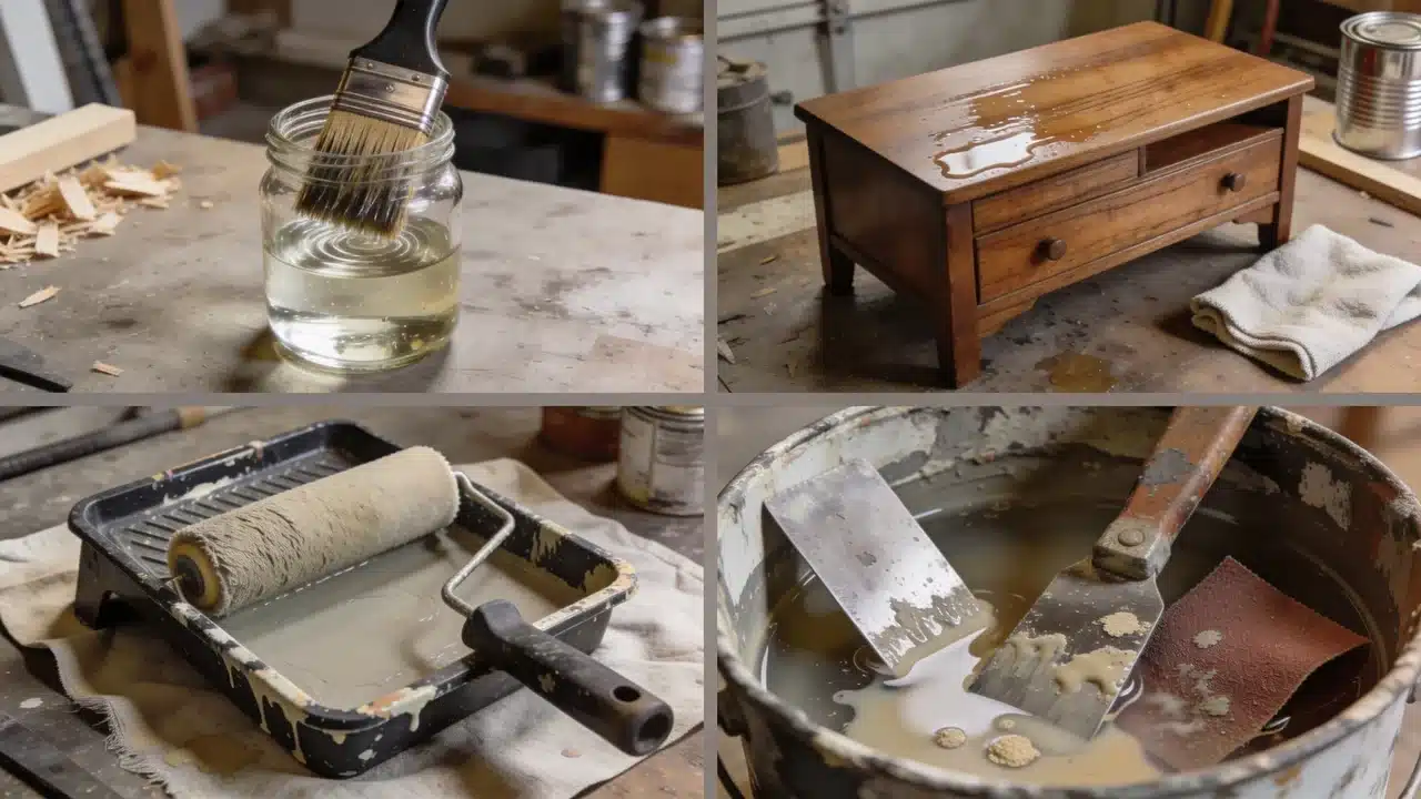 Different painting projects showing when to use mineral spirits or paint thinner