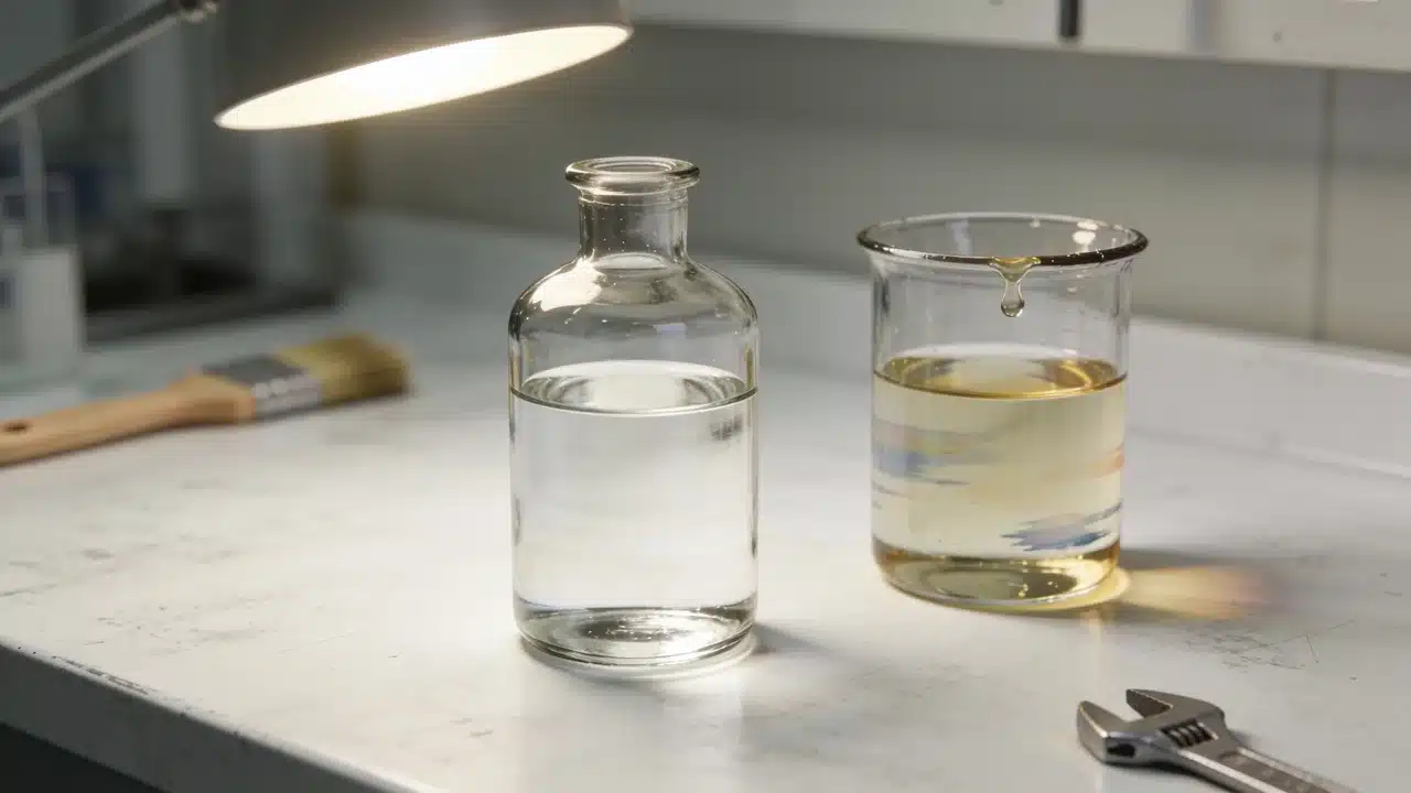 Comparison showing refined mineral spirits and blended paint thinner compositions