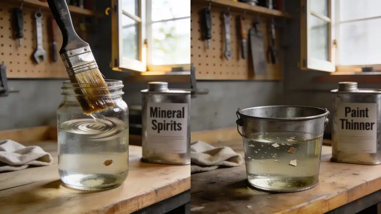 Mineral spirits and paint thinner compared by cleaning strength
