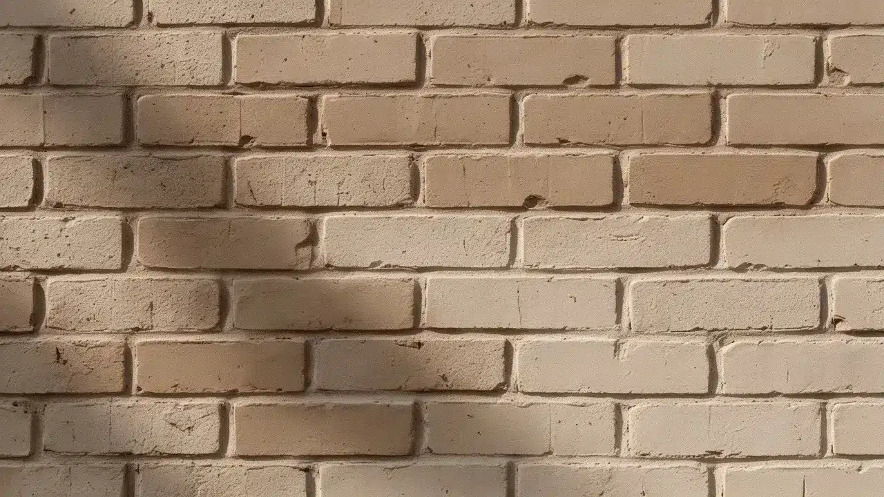 Taupe brick stain adds a warm brown-gray finish while preserving the wall&rsquo;s natural texture and imperfections.
