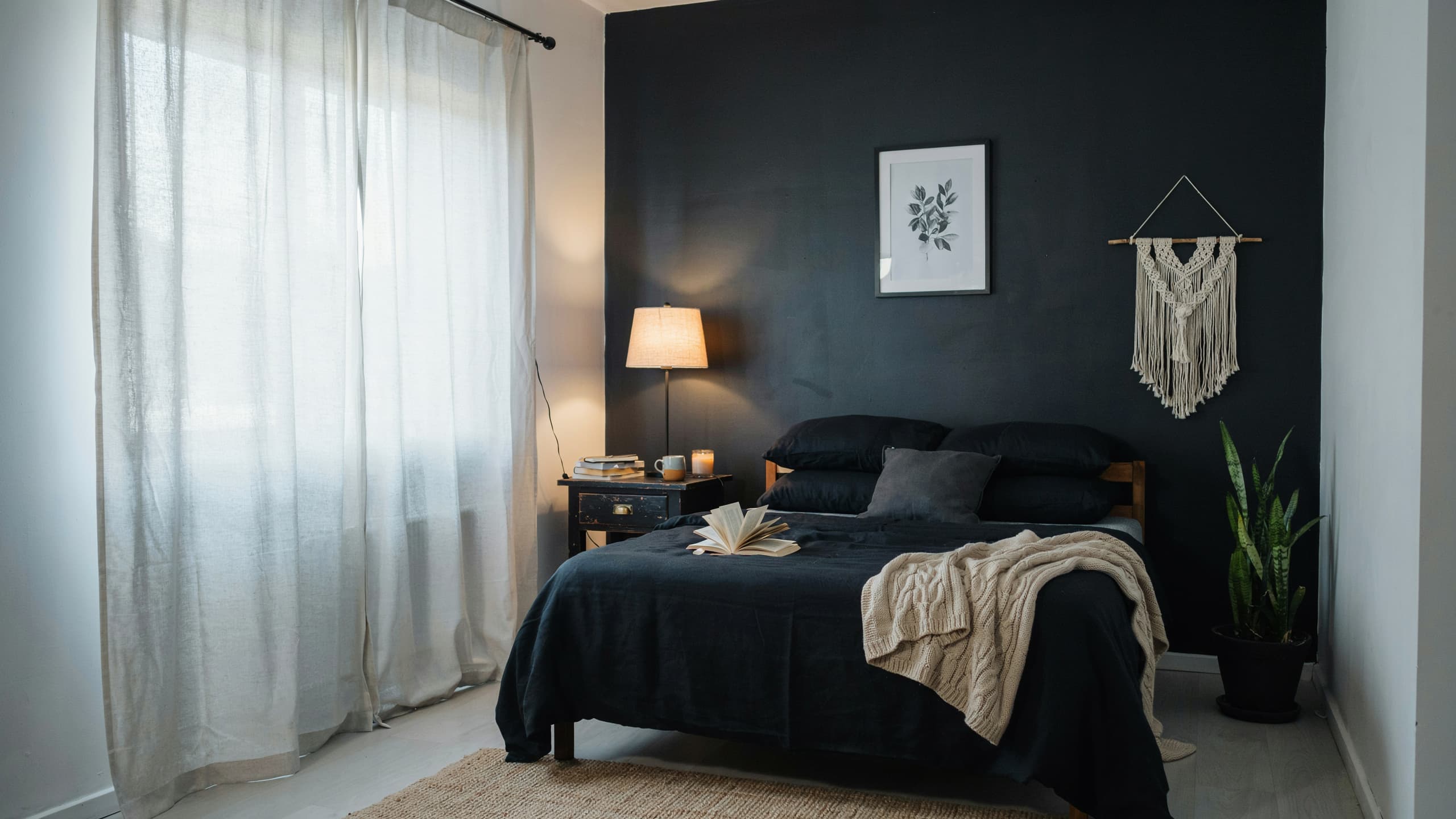 Affordable black bedroom makeover with simple decor updates