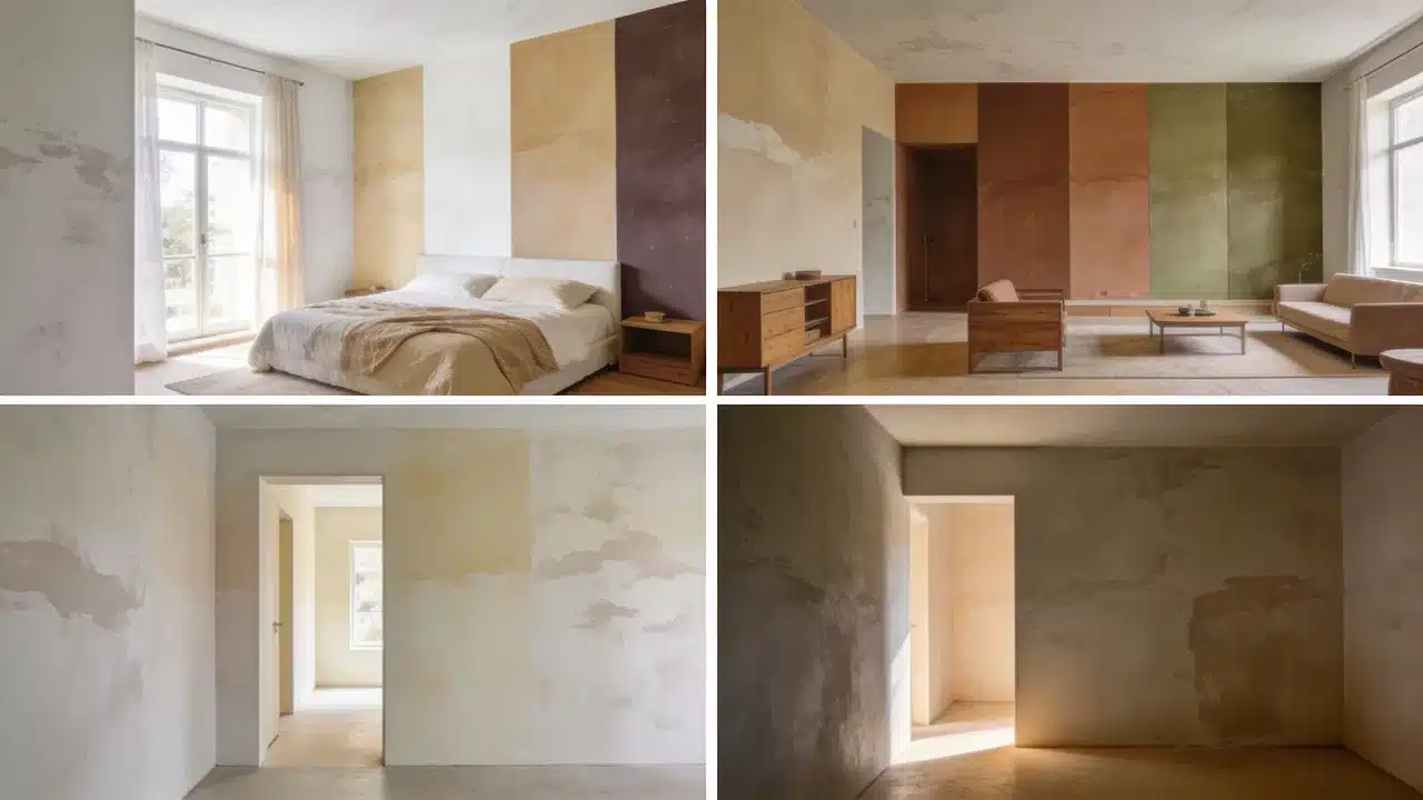 Limewash wall color ideas for bedrooms, living rooms, small rooms, and low-light spaces with different shades