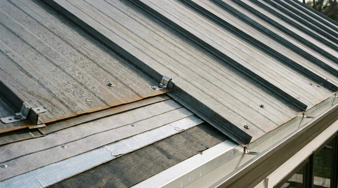 Standing seam metal roof panels installed on a residential home.